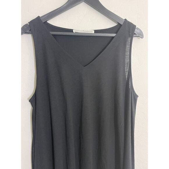 Peruvian Connection L Flowy Tank Tops Lot of 2 Black & Blue V Neck Swing Shirts - Picture 3 of 13